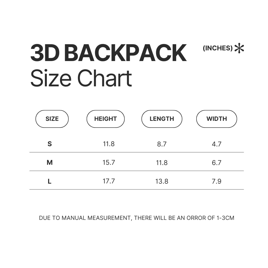 3D Backpack Size Chart - Daniel Ricciardo Store