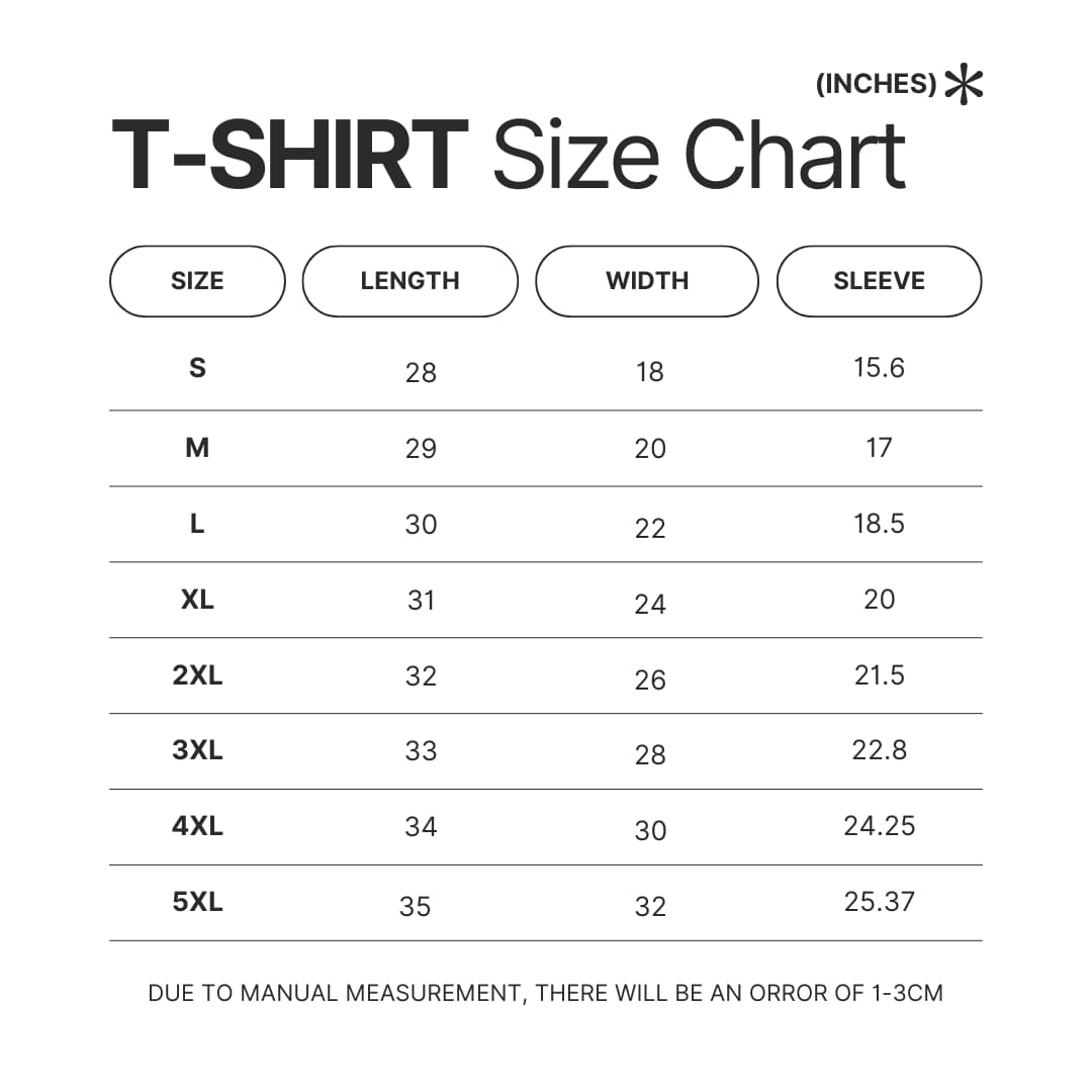 T shirt Size Chart - Daniel Ricciardo Store